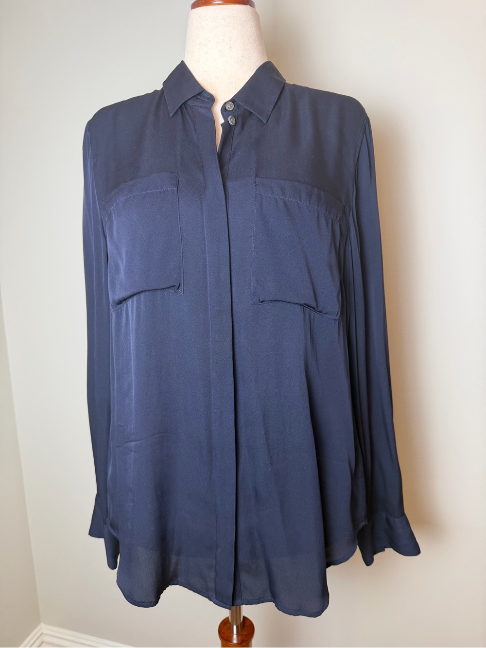 J. Crew Navy Flowy and Silky Button Down